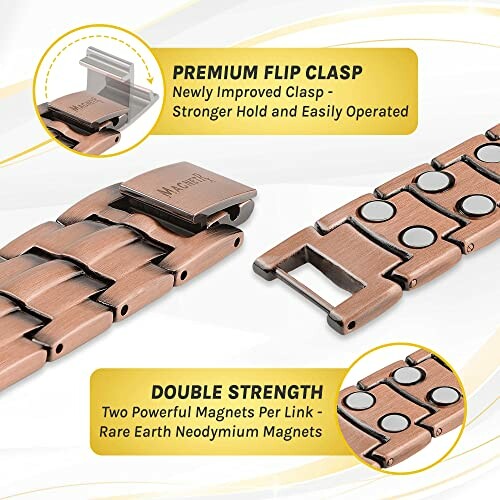 Koppararmband med magnetlås och starka magneter