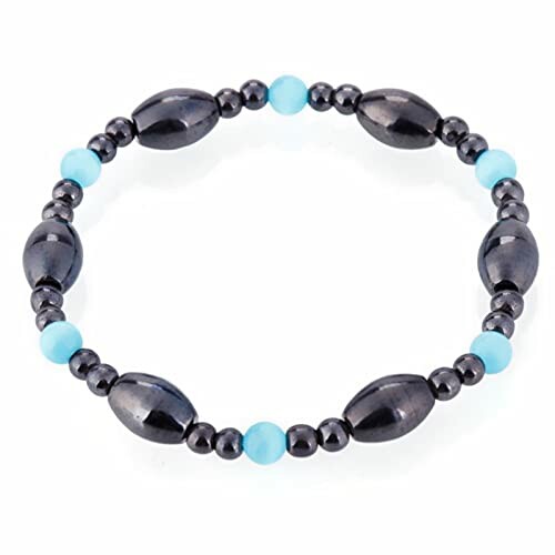 Armband med hematit och turkospärlor.