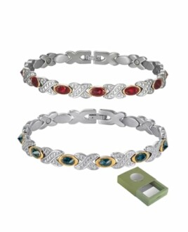 Två magnetiska terapiband med färgglada stenar