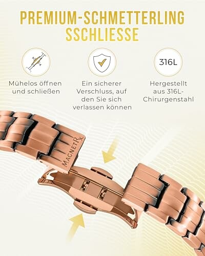 Premium fjärilslås för klockor i rostfritt stål