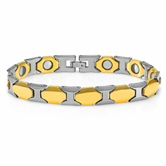 Elegant armband i titan med magnetiska länkar i guld och silver